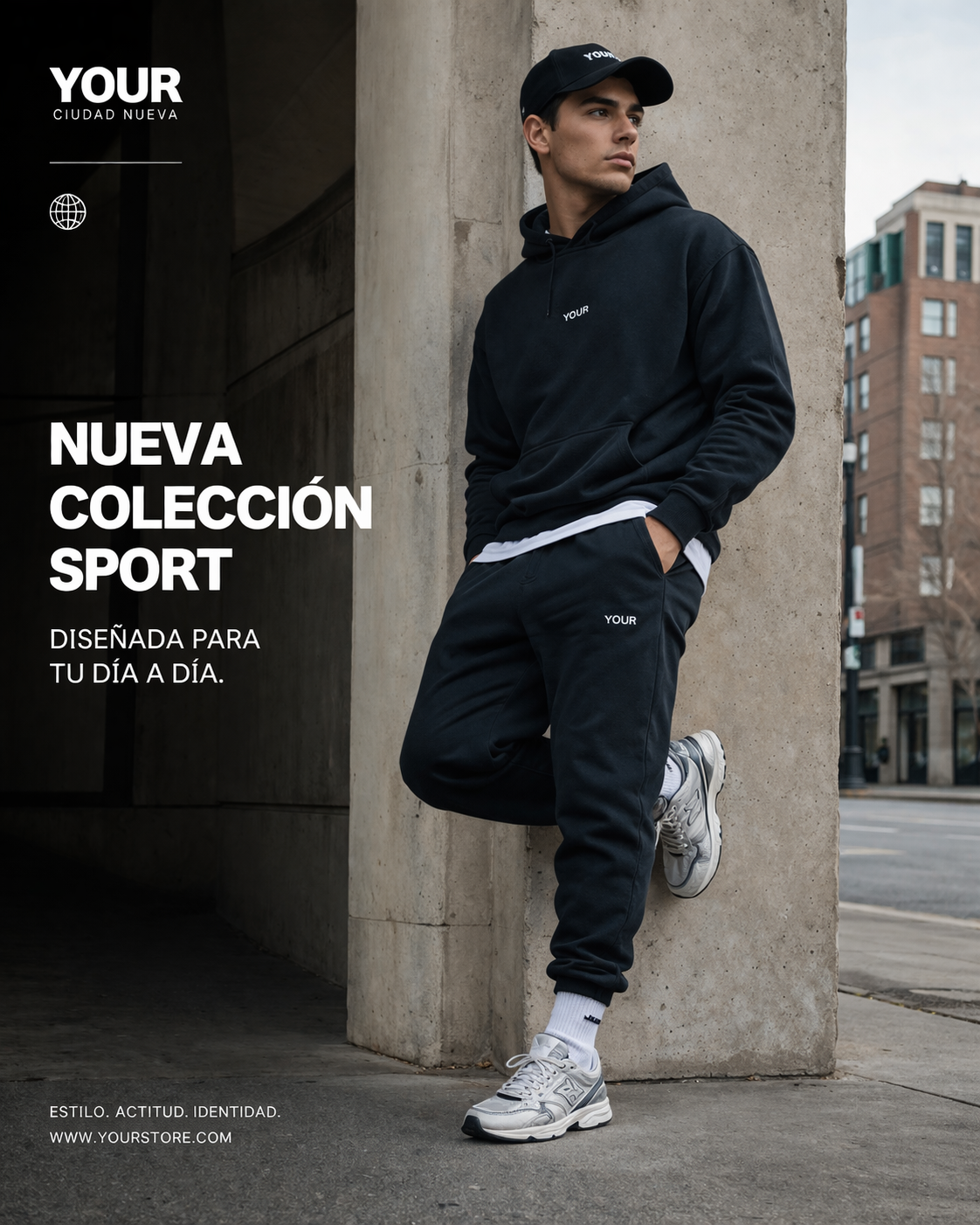 Modelo vistiendo colección hombre